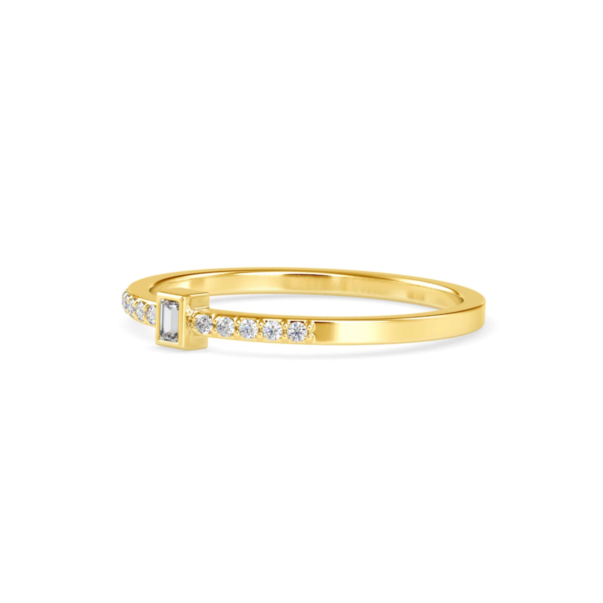 Baguette Cut Lab-Grown Diamond Pavé Stackable Ring in Yellow Gold