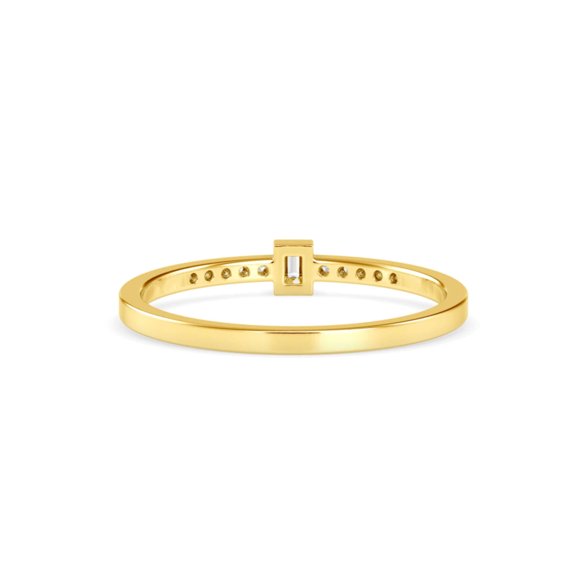 Baguette Cut Lab-Grown Diamond Pavé Stackable Ring in Yellow Gold