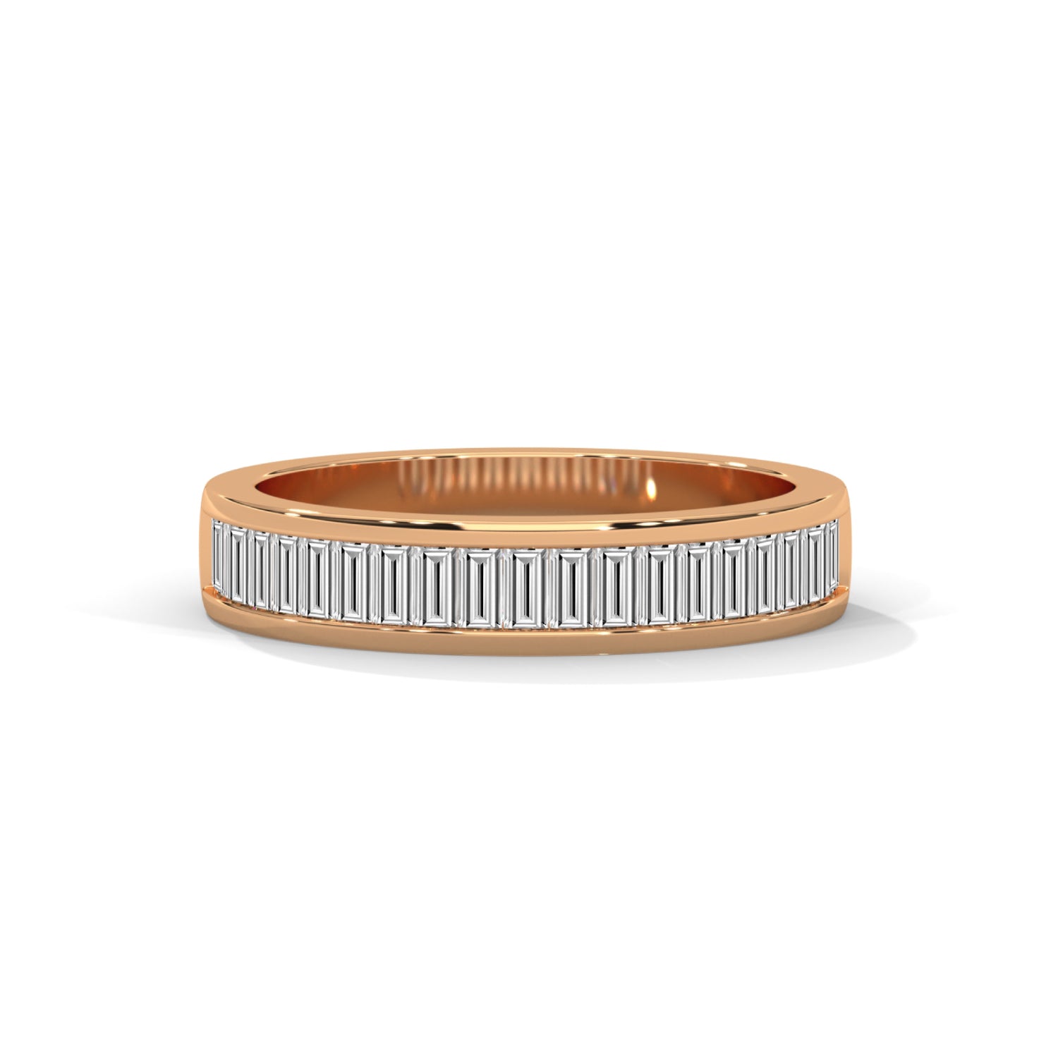 Baguette Cut Lab-Grown Diamond Wedding Ring in Rose Gold