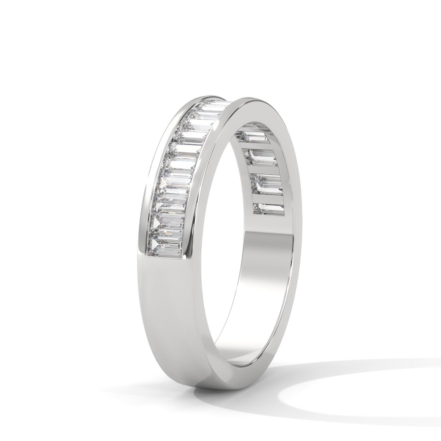 Baguette Cut Lab-Grown Diamond Wedding Ring in White Gold