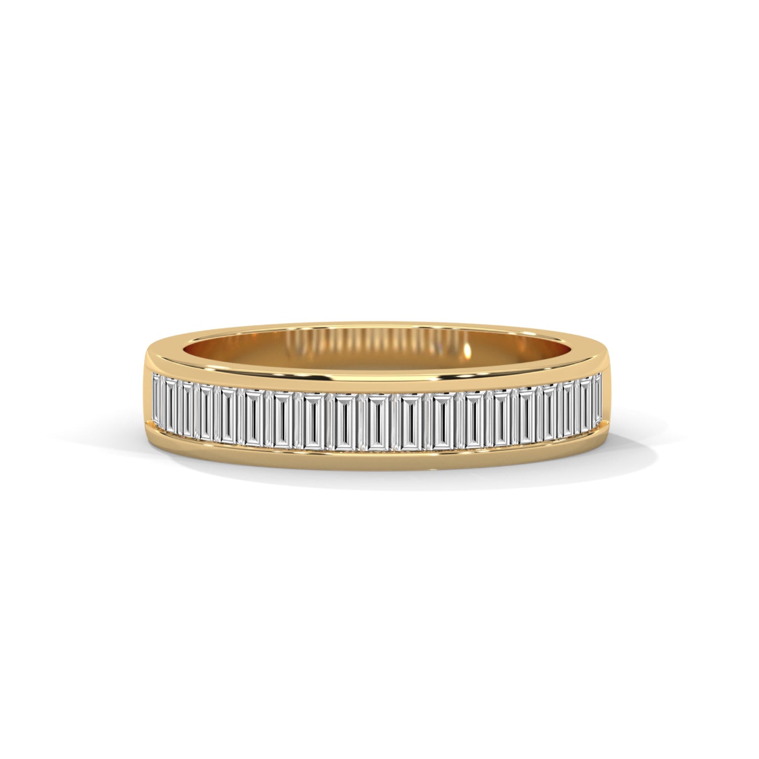 Baguette Cut Lab-Grown Diamond Wedding Ring in Yellow Gold