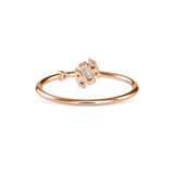 Baguette and Round Brilliant Cut Lab-Grown Diamond Asymmetrical Stackable Ring in Rose Gold