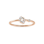 Baguette and Round Brilliant Cut Lab-Grown Diamond Asymmetrical Stackable Ring in Rose Gold