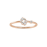 Baguette and Round Brilliant Cut Lab-Grown Diamond Asymmetrical Stackable Ring in Rose Gold