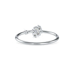 Baguette and Round Brilliant Cut Lab-Grown Diamond Asymmetrical Stackable Ring in White Gold