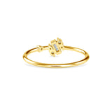Baguette and Round Brilliant Cut Lab-Grown Diamond Asymmetrical Stackable Ring in Yellow Gold