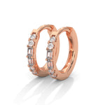 Baguette and Round Brilliant Cut Lab-Grown Diamond Huggie Hoop Earrings in Rose Gold