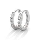 Baguette and Round Brilliant Cut Lab-Grown Diamond Huggie Hoop Earrings in White Gold