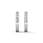 Baguette and Round Brilliant Cut Lab-Grown Diamond Huggie Hoop Earrings in White Gold