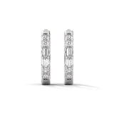 Baguette and Round Brilliant Cut Lab-Grown Diamond Huggie Hoop Earrings in White Gold