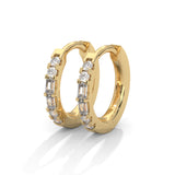 Baguette and Round Brilliant Cut Lab-Grown Diamond Huggie Hoop Earrings in Yellow Gold