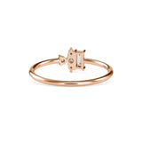 Baguette and Round Brilliant Cut Lab-Grown Diamond Stackable Ring in Rose Gold