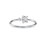 Baguette and Round Brilliant Cut Lab-Grown Diamond Stackable Ring in White Gold