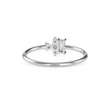 Baguette and Round Brilliant Cut Lab-Grown Diamond Stackable Ring in White Gold