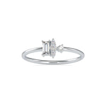 Baguette and Round Brilliant Cut Lab-Grown Diamond Stackable Ring in White Gold