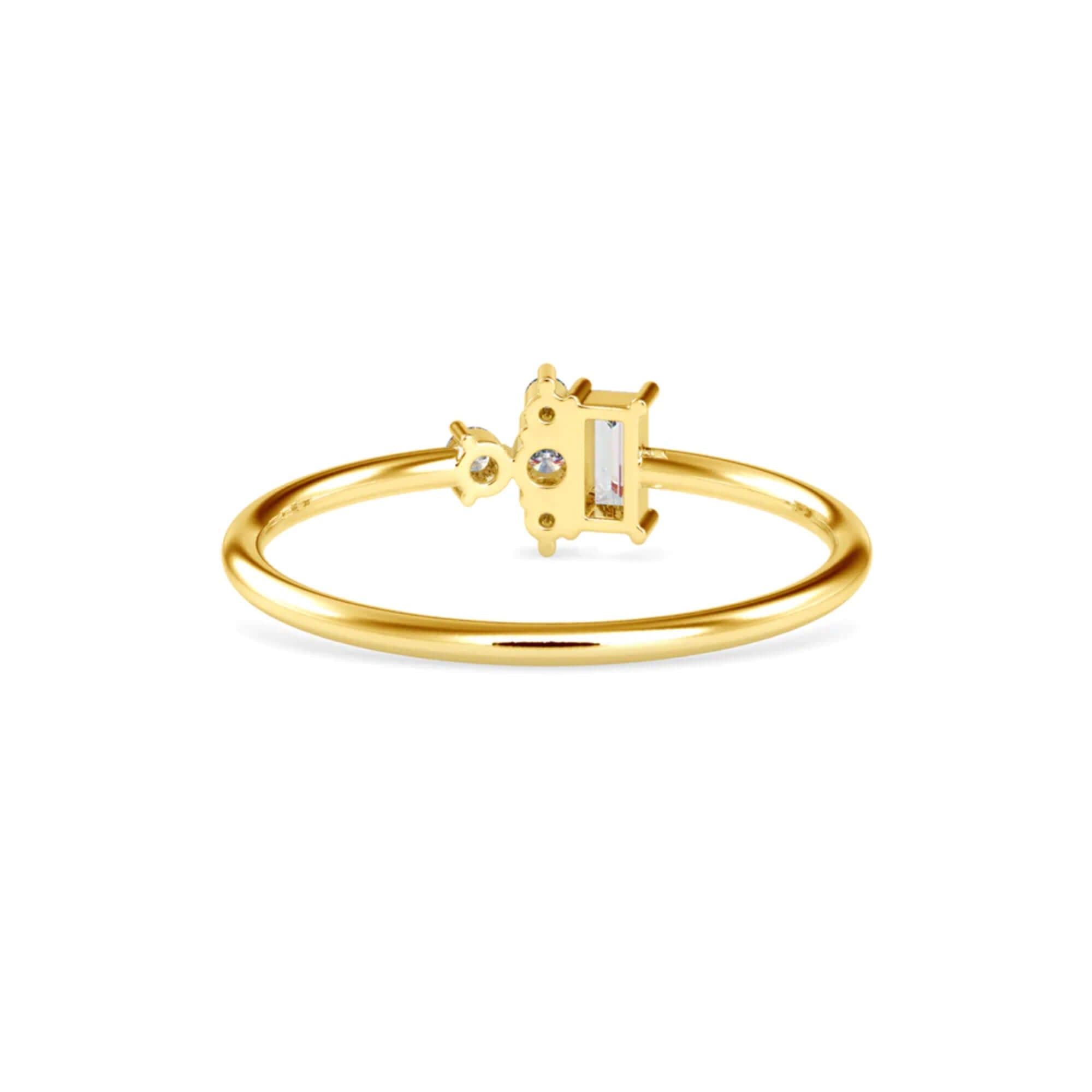 Baguette and Round Brilliant Cut Lab-Grown Diamond Stackable Ring in Yellow Gold