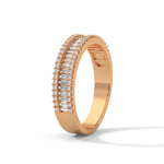 Baguette and Round Brilliant Cut Lab-Grown Diamond Triple Row Eternity Ring in Rose Gold