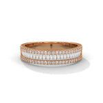 Baguette and Round Brilliant Cut Lab-Grown Diamond Triple Row Eternity Ring in Rose Gold