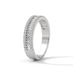 Baguette and Round Brilliant Cut Lab-Grown Diamond Triple Row Eternity Ring in White Gold