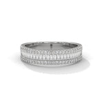 Baguette and Round Brilliant Cut Lab-Grown Diamond Triple Row Eternity Ring in White Gold
