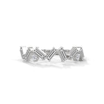 Baguette and Round Brilliant Cut Lab-Grown Diamond Zigzag Eternity Ring in White Gold