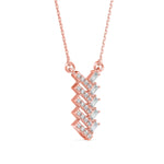 Baguette and Round Lab-Grown Diamond Pavé Chevron Pendant in Rose Gold
