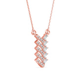 Baguette and Round Lab-Grown Diamond Pavé Chevron Pendant in Rose Gold