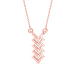 Baguette and Round Lab-Grown Diamond Pavé Chevron Pendant in Rose Gold