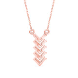 Baguette and Round Lab-Grown Diamond Pavé Chevron Pendant in Rose Gold