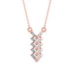 Baguette and Round Lab-Grown Diamond Pavé Chevron Pendant in Rose Gold