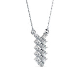 Baguette and Round Lab-Grown Diamond Pavé Chevron Pendant in White Gold