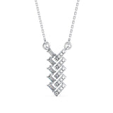 Baguette and Round Lab-Grown Diamond Pavé Chevron Pendant in White Gold