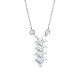 Baguette and Round Lab-Grown Diamond Pavé Chevron Pendant in White Gold