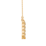Baguette and Round Lab-Grown Diamond Pavé Chevron Pendant in Yellow Gold