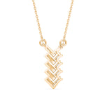 Baguette and Round Lab-Grown Diamond Pavé Chevron Pendant in Yellow Gold