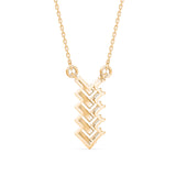 Baguette and Round Lab-Grown Diamond Pavé Chevron Pendant in Yellow Gold