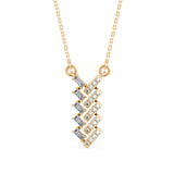 Baguette and Round Lab-Grown Diamond Pavé Chevron Pendant in Yellow Gold