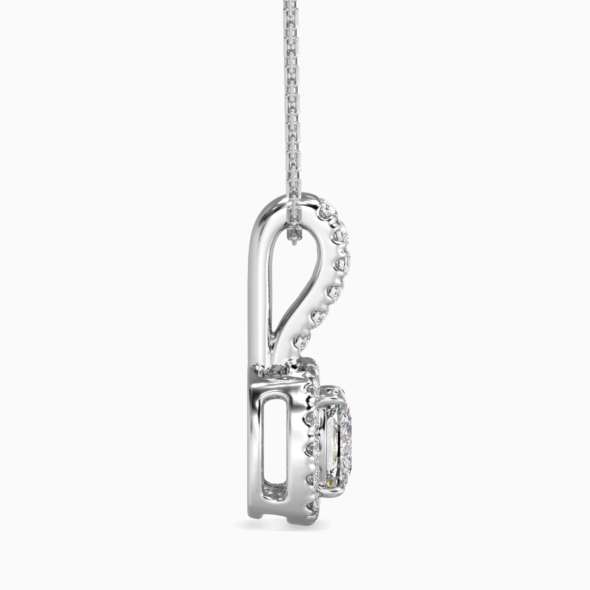 Cushion-Shaped Lab-Grown Diamond Halo Pendant in White Gold