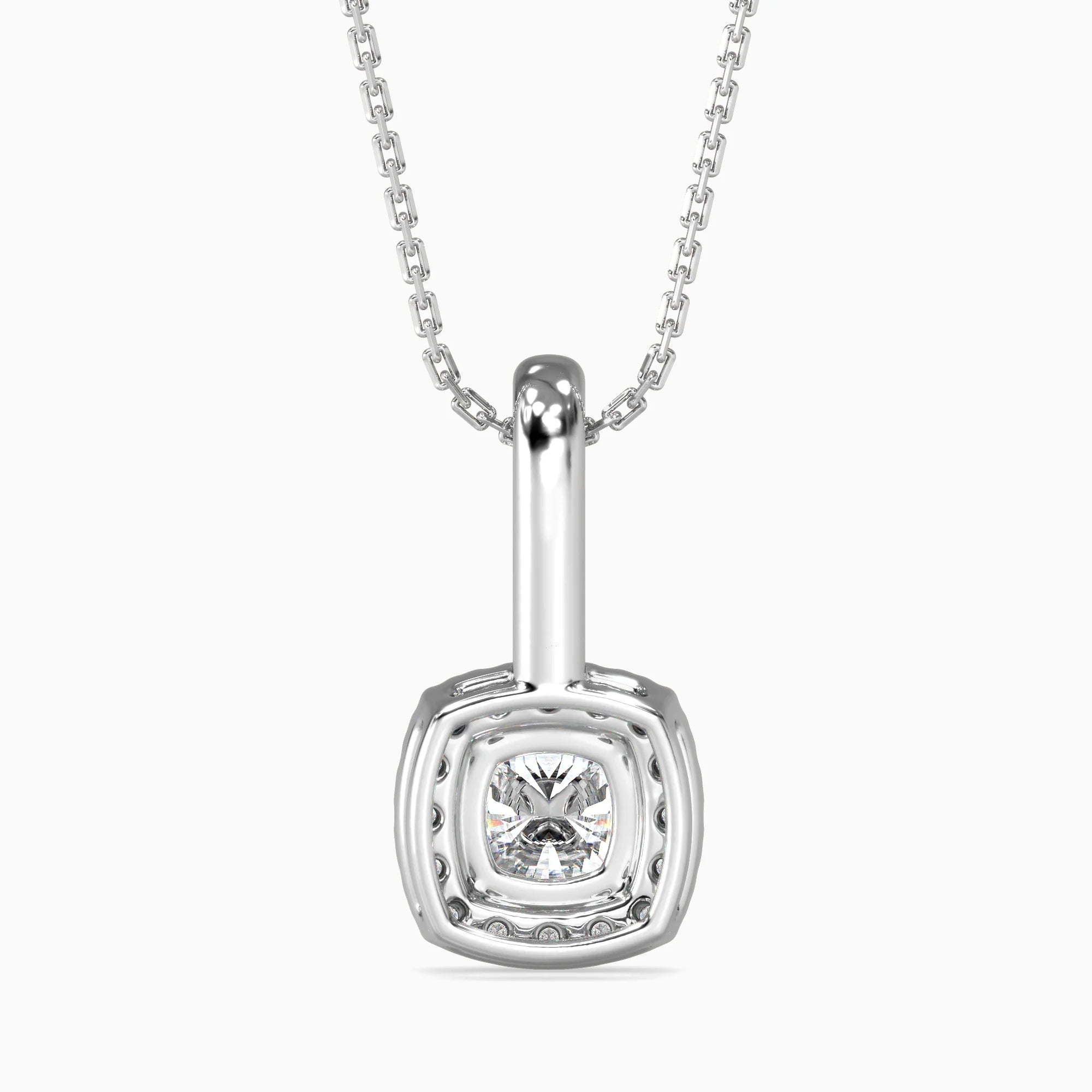Cushion-Shaped Lab-Grown Diamond Halo Pendant in White Gold