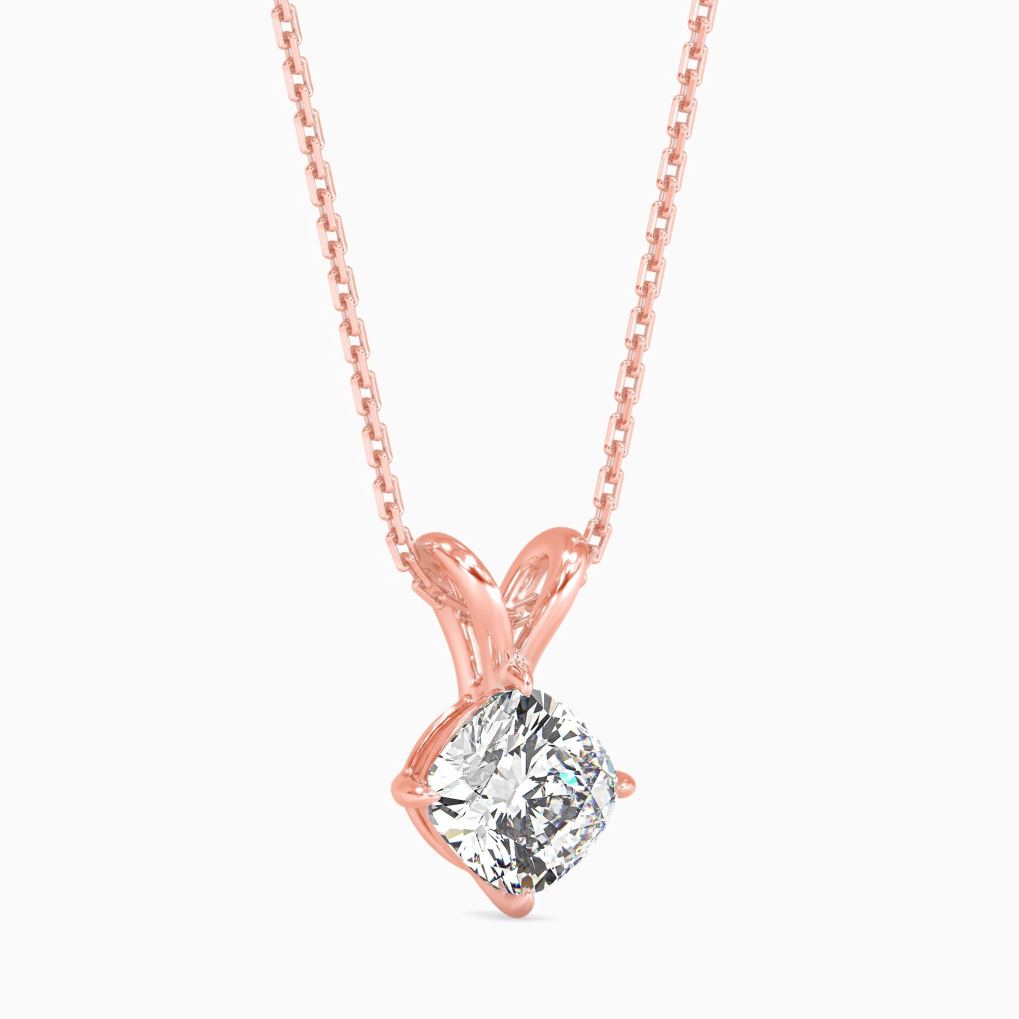 Cushion-Shaped Lab-Grown Diamond Solitaire Pendant in Rose Gold