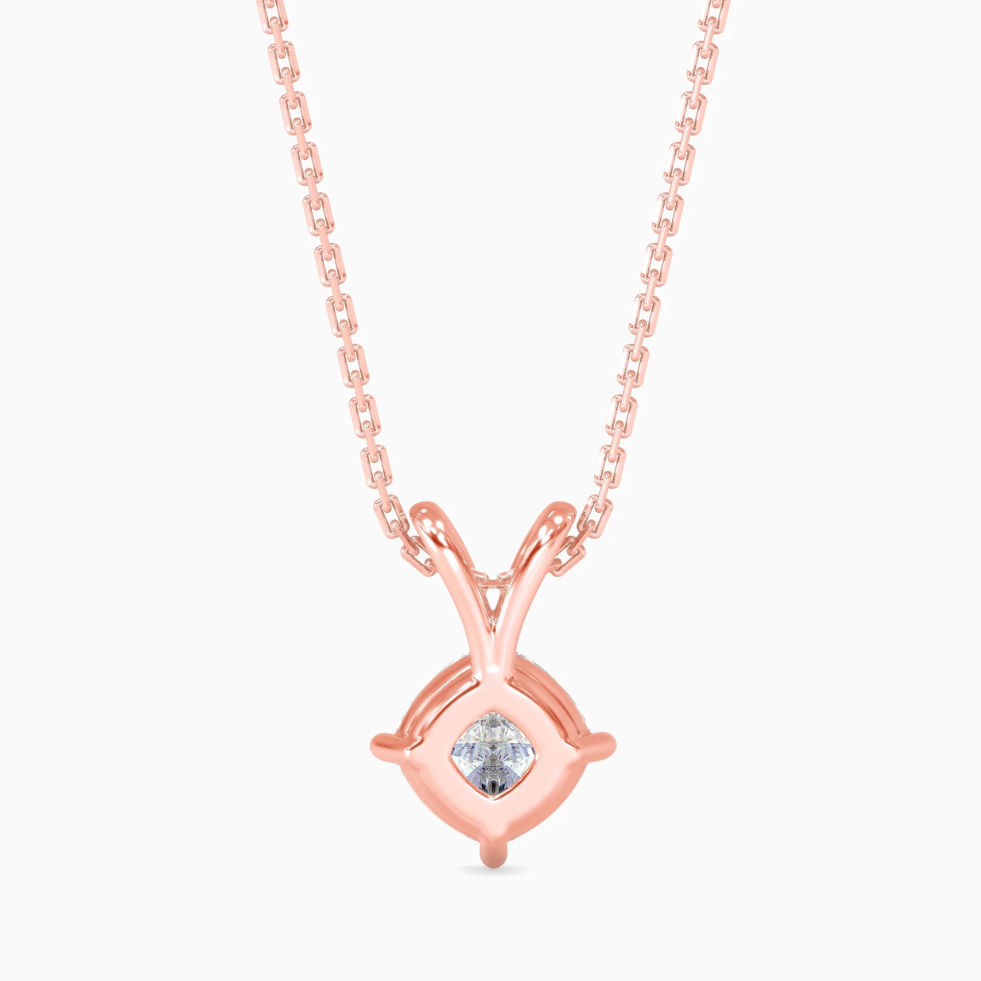 Cushion-Shaped Lab-Grown Diamond Solitaire Pendant in Rose Gold