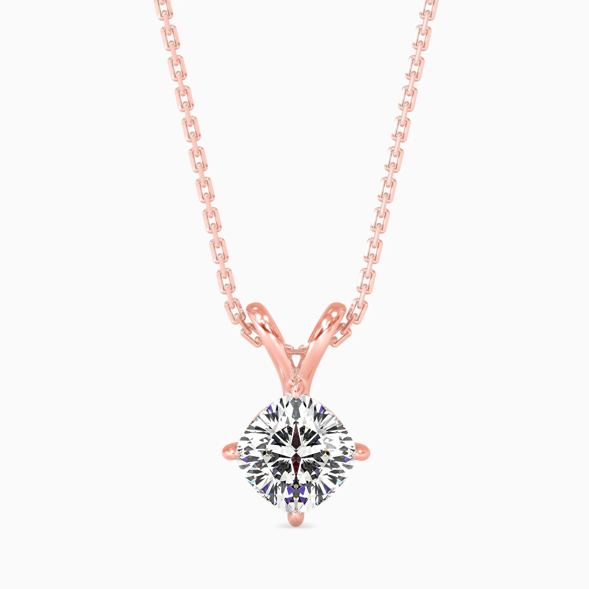 Cushion-Shaped Lab-Grown Diamond Solitaire Pendant in Rose Gold