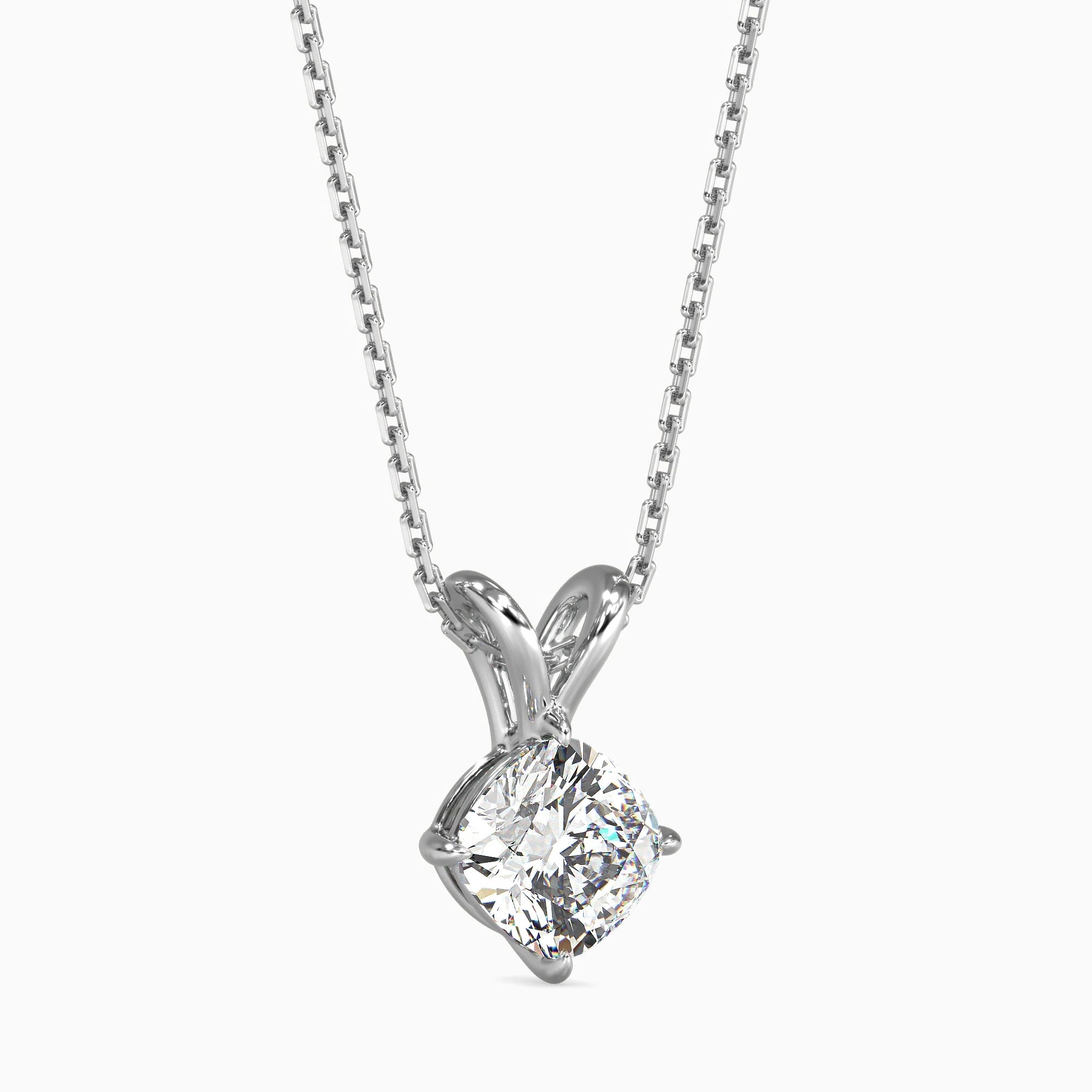 Cushion-Shaped Lab-Grown Diamond Solitaire Pendant in White Gold