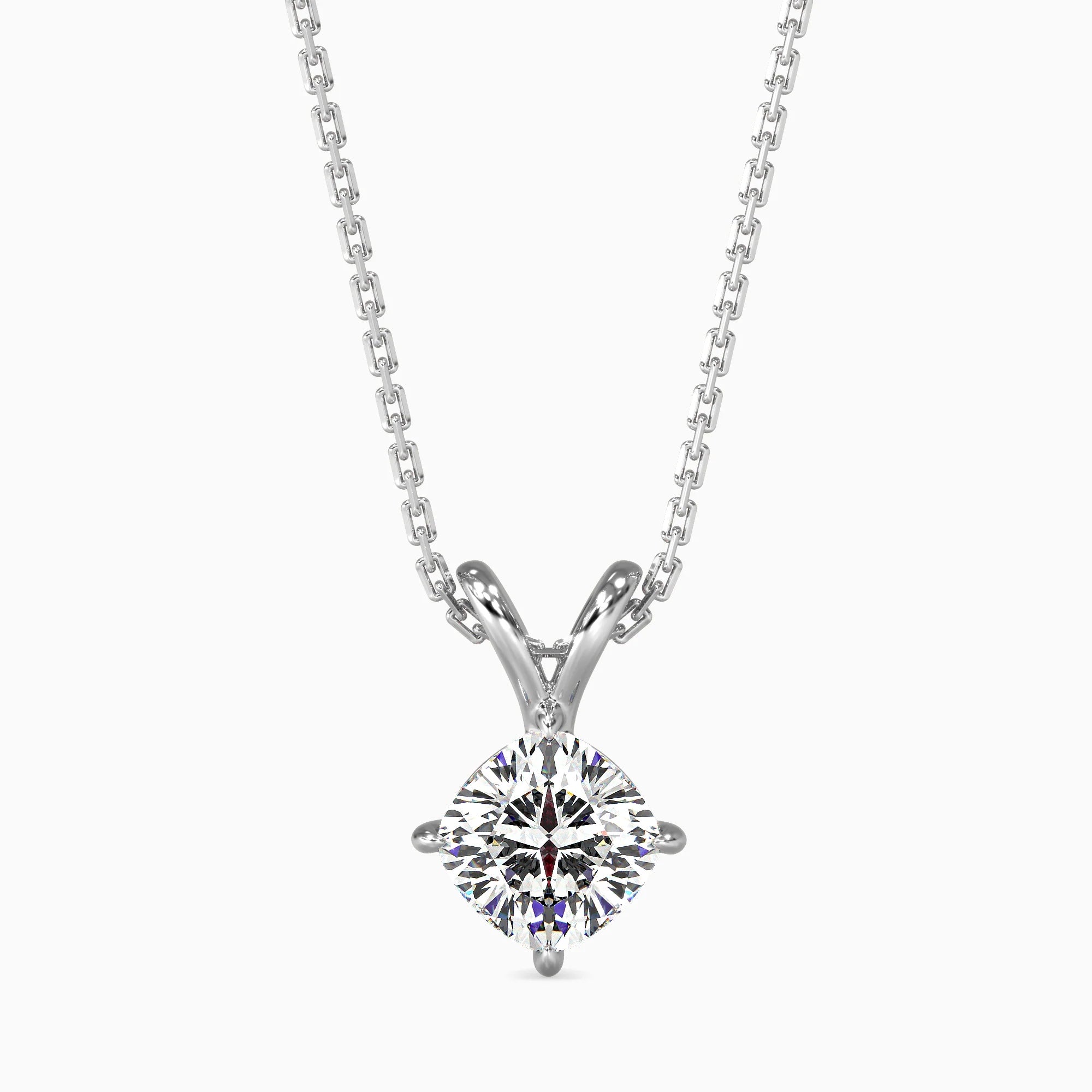 Cushion-Shaped Lab-Grown Diamond Solitaire Pendant in White Gold