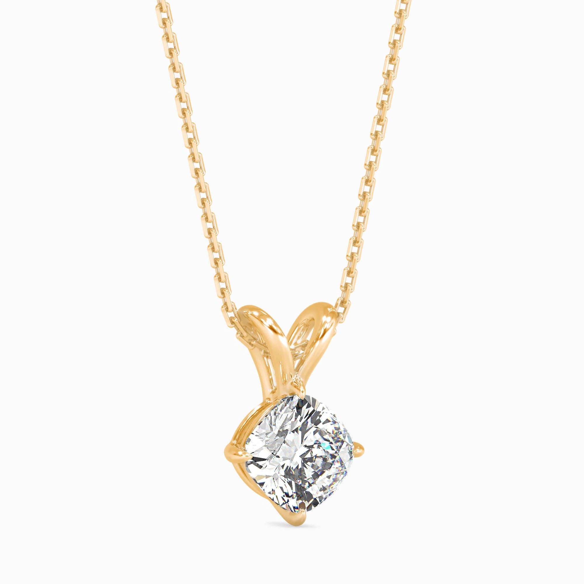 Cushion-Shaped Lab-Grown Diamond Solitaire Pendant in Yellow Gold