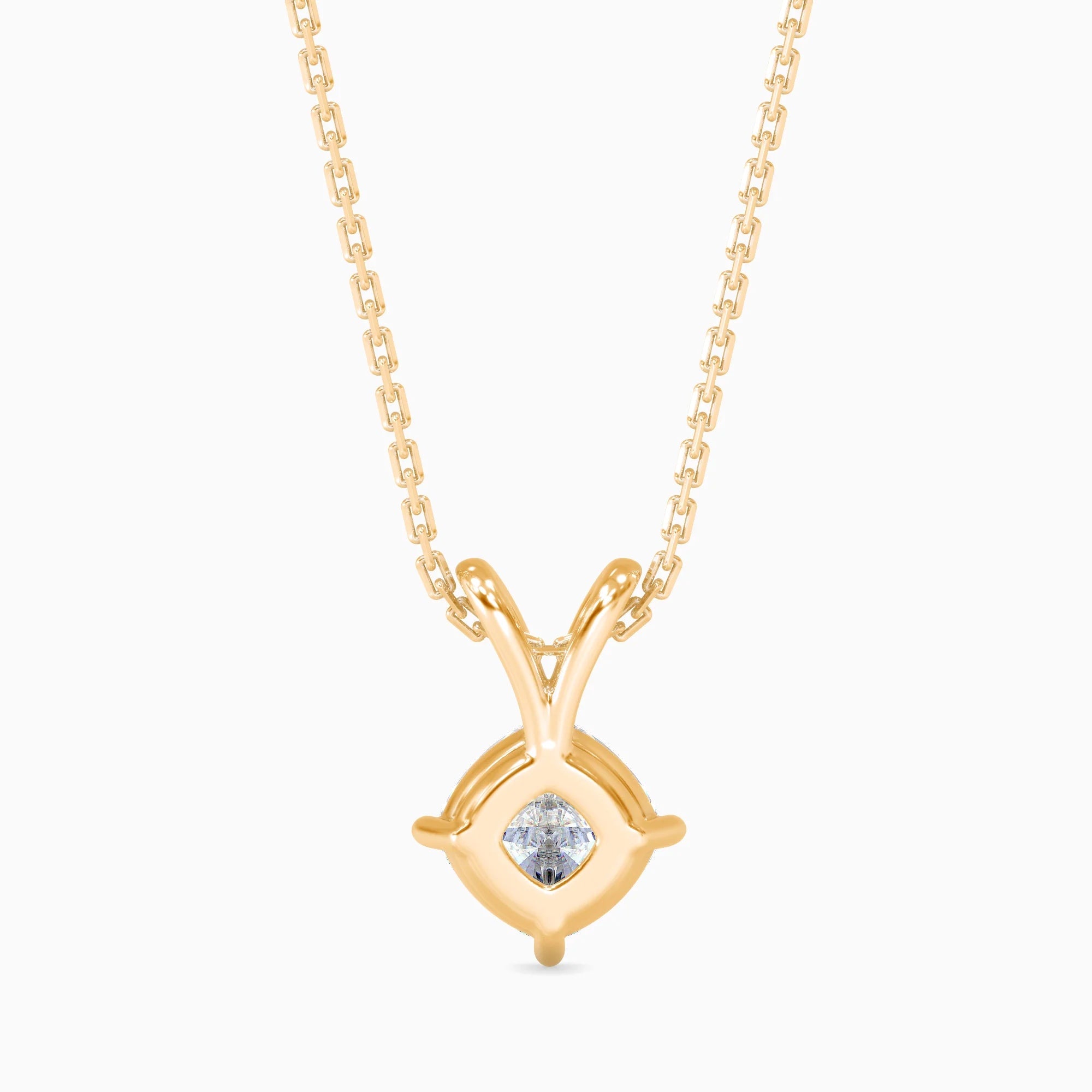 Cushion-Shaped Lab-Grown Diamond Solitaire Pendant in Yellow Gold