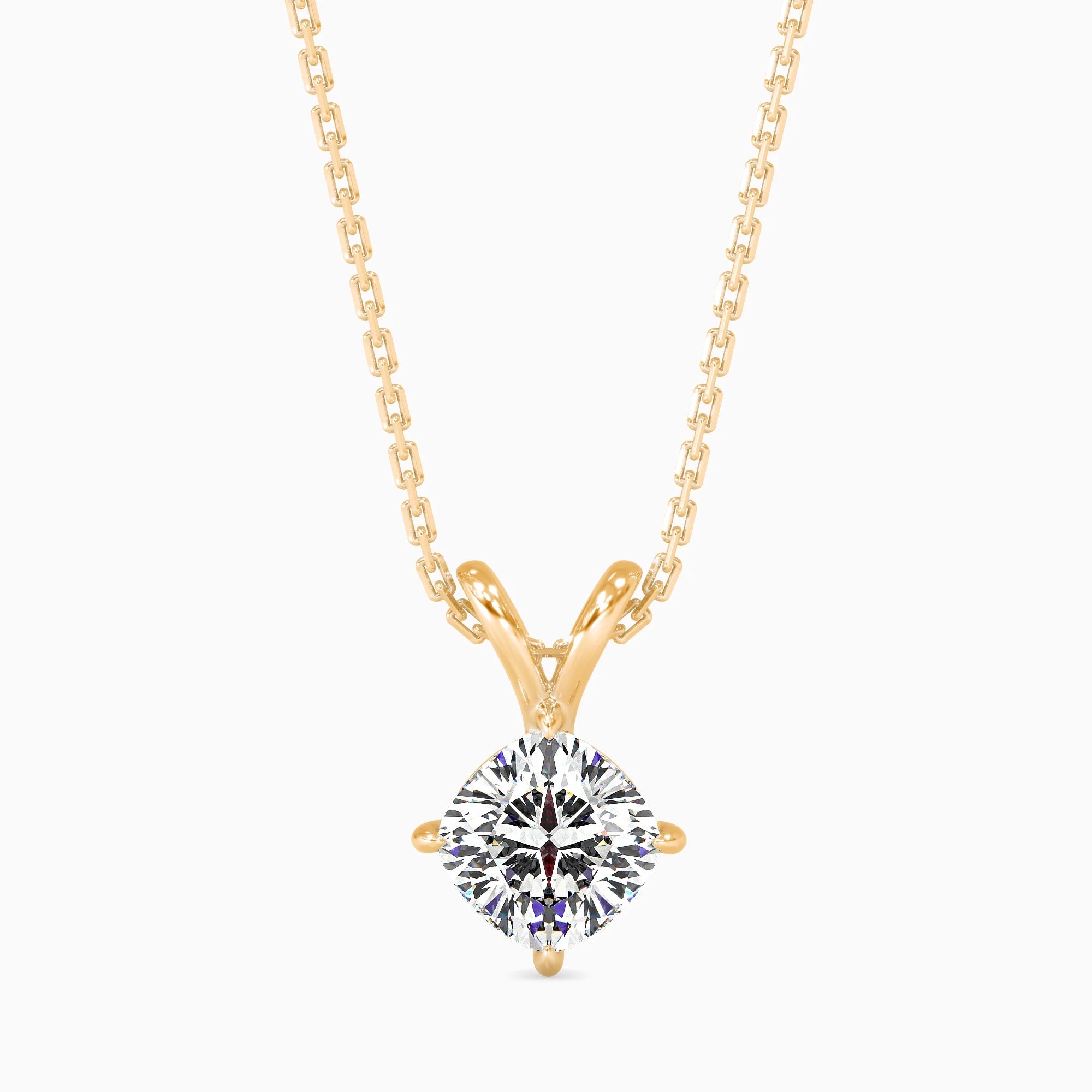 Cushion-Shaped Lab-Grown Diamond Solitaire Pendant in Yellow Gold