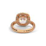 Cushion Cut Lab-Grown Diamond Halo Pavé Engagement Ring in Rose Gold