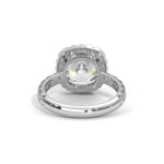 Cushion Cut Lab-Grown Diamond Halo Pavé Engagement Ring in White Gold