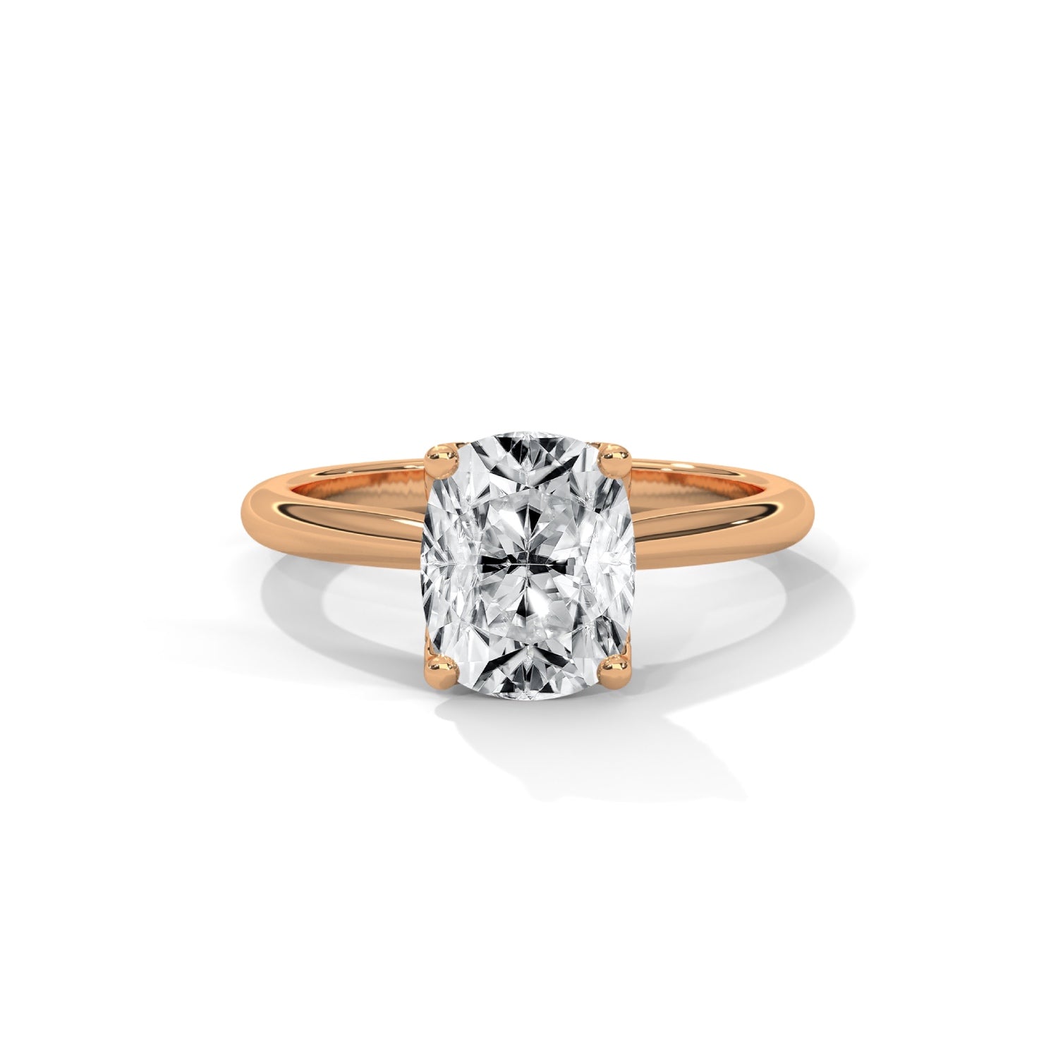 Cushion Cut Lab-Grown Diamond Petal Prong Pavé Engagement Ring in Rose Gold